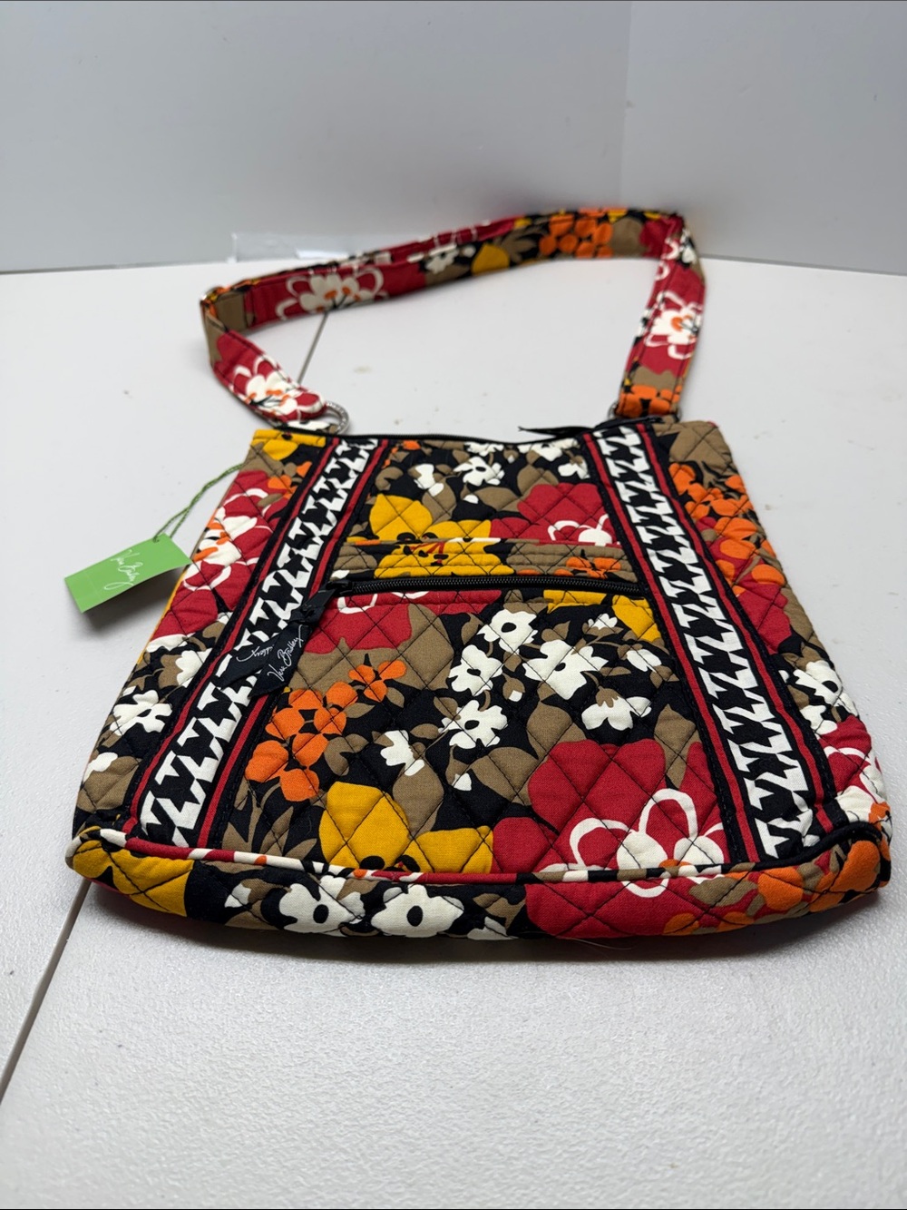 Vera Bradley Quilted Crossbody Bag in Red, Orange, Yellow, White and Brown. NEW